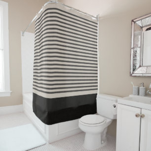 Black Turkish Stripes   Farmhouse Bathroom Decor Shower Curtain