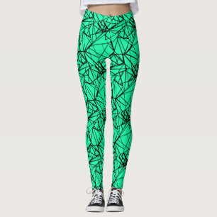 Black turquoise abstract leggings