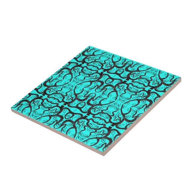 Black & Turquoise Art - Customisable - Add Colour Tile (Side)