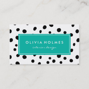 Black & Turquoise Dot Spot Pattern Business Card
