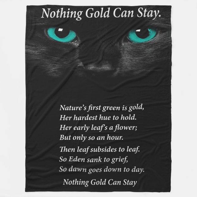 Black Turquoise Eyes Cat Nothing Gold Can Stay Fleece Blanket (Front)