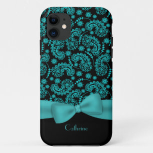 Black & Turquoise Paisley iPhone 5 Case