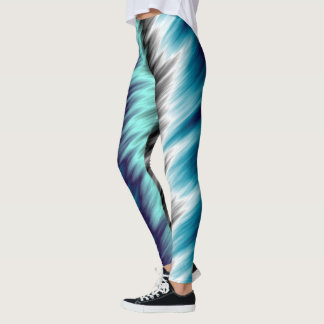 Black Turquoise Purple and White Abstract 2 Leggings