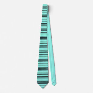 Black/Turquoise Stylish Stripe Pattern Tie