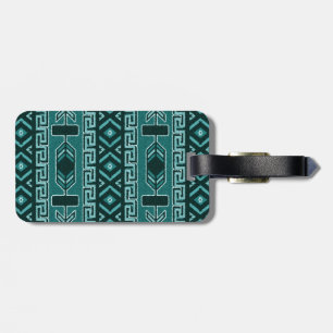 Black  Turquoise Tribal Aztec Pattern Luggage Tag