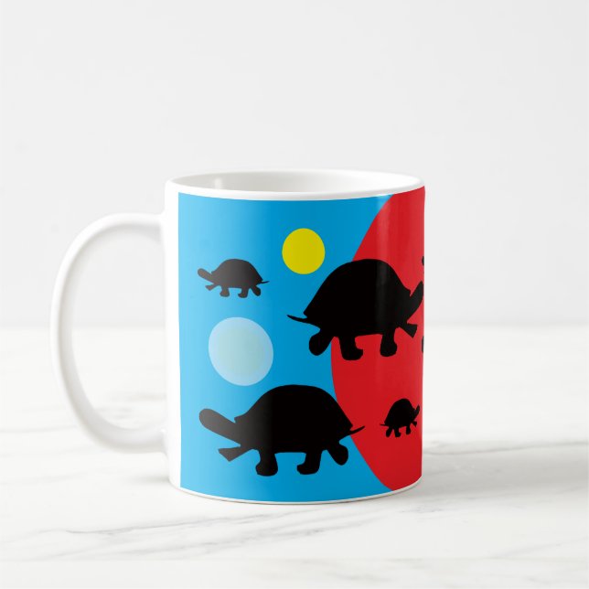 Black Turtles Colored Shapes Coffee Cup (Left)
