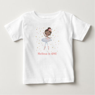 Black Tutu Ballerina First or Any Birthday Girl Baby T-Shirt