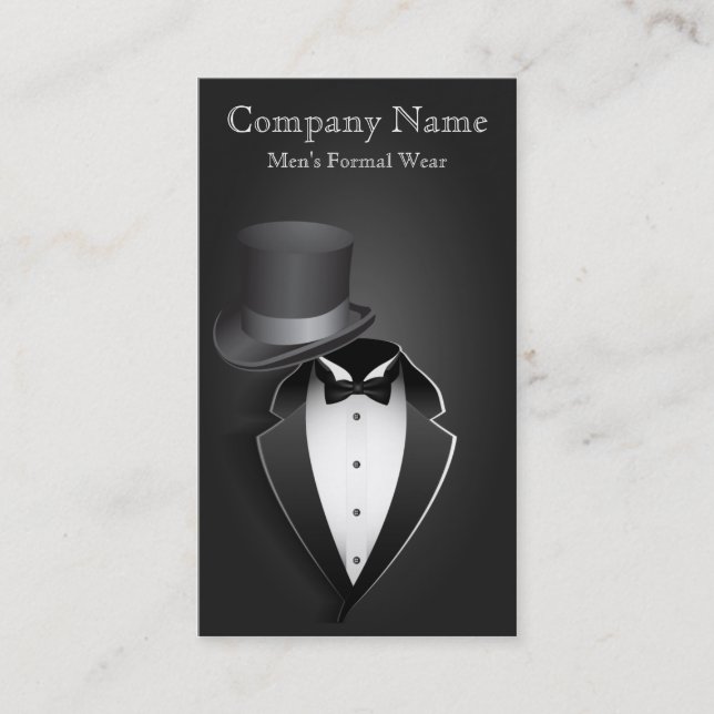 Black Tux Men's Formal Wear Business Card (Front)
