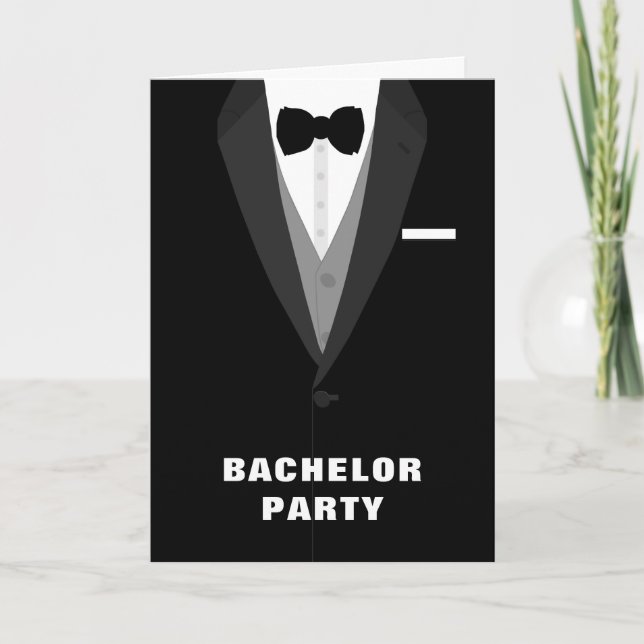 Black Tuxedo Bachelor Party Invitation (Front)