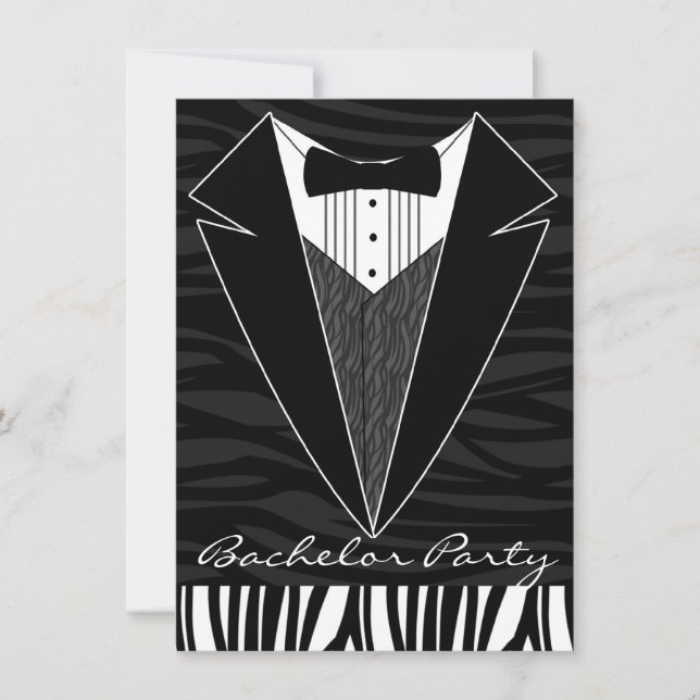 Black Tuxedo Bachelor Party Invitation (Front)