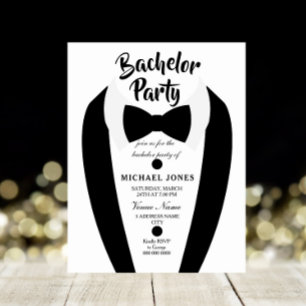 Black Tuxedo Bow Tie Bachelor Party Invite