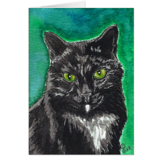 Black Tuxedo Cat Blank Card