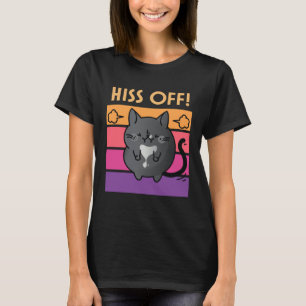 Black Tuxedo Cat Hiss Off Cozy Mystery Meow Cat T-Shirt
