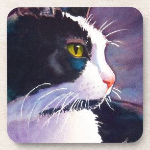 Black Tuxedo Cat in Stormy Mood Coaster