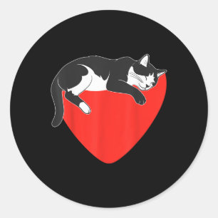 Black Tuxedo Cat Lover Owner Valentines Day Love H Classic Round Sticker