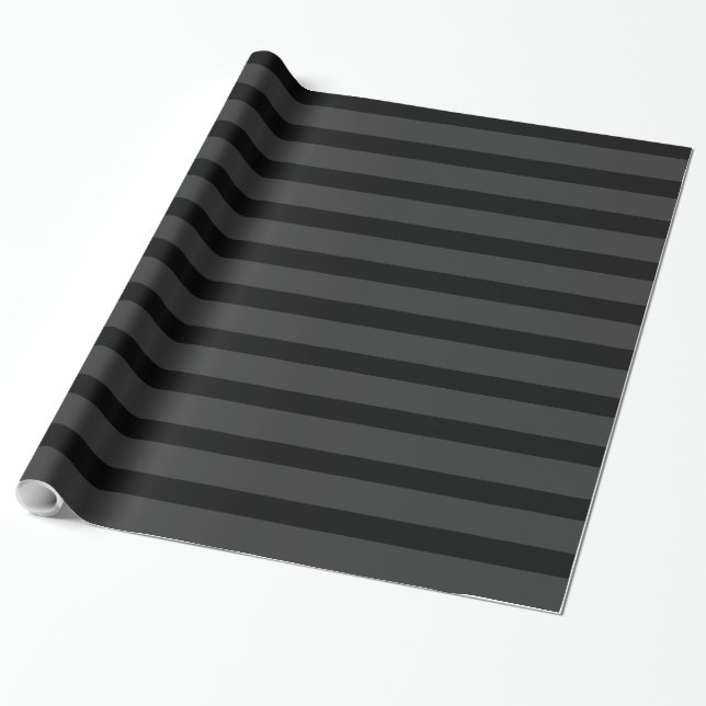 Black Tuxedo Charcoal Grey Thick Stripe Wrapping Paper (Unrolled)
