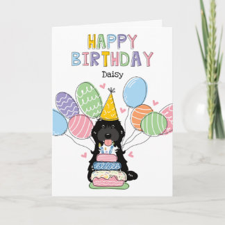 Black Tuxedo Cockapoo Cavapoo Dog Happy Birthday Card
