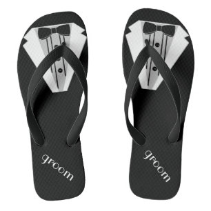 Black Tuxedo Flip Flop   Grooms Beach Wedding Tux
