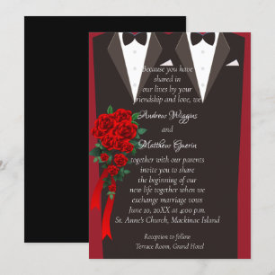 Black Tuxedo Gay Wedding Invitation