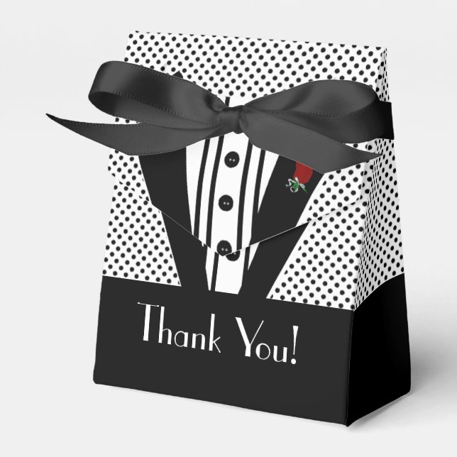 Black Tuxedo- Guest Favour Thank You Favour Box (Front Side)