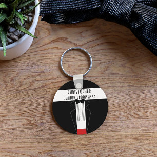Black Tuxedo Junior Groomsman Wedding Keychain
