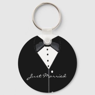 Black Tuxedo Just Married Key Ring