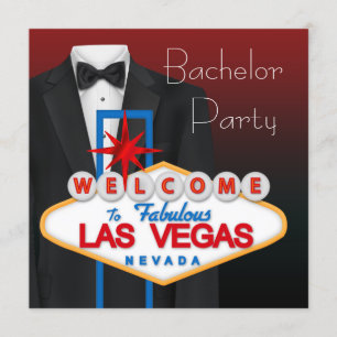 Black Tuxedo Las Vegas Bachelor Party Invitation
