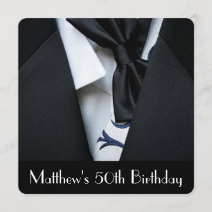 Black Tuxedo Men's 50th Birthday Party Invitation