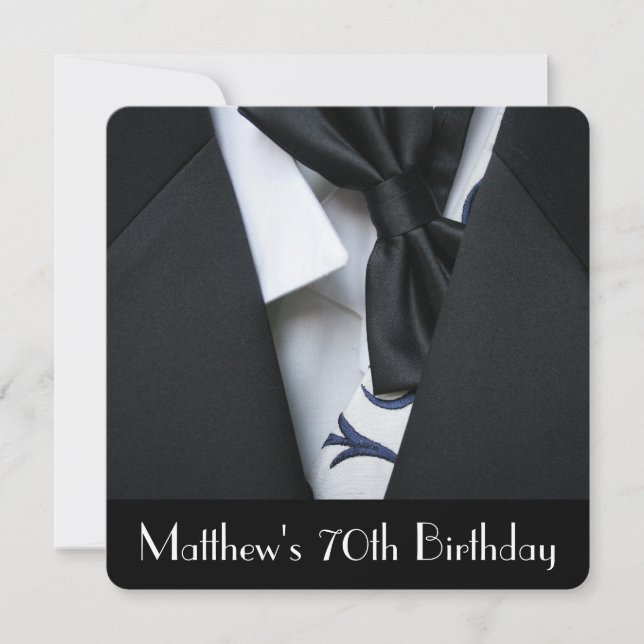 Black Tuxedo Men's 70th Birthday Party Invitation (Front)