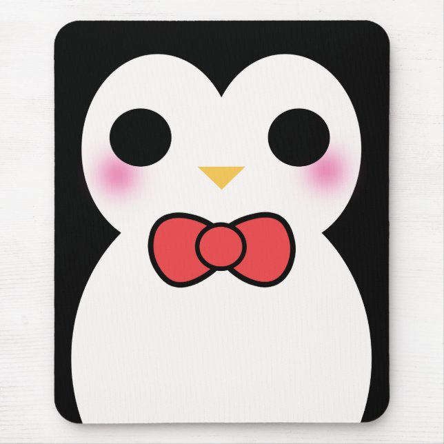 Black Tuxedo Penguin Mouse Mat (Front)