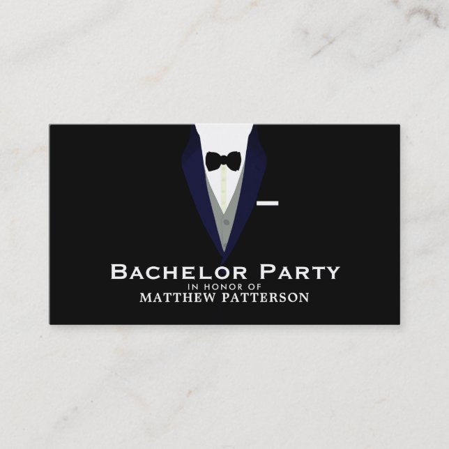 Black Tuxedo, Sleek & Modern Bachelor Party Ticket (Front)