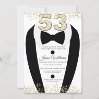 Black Tuxedo Suit Gold Mens 53rd Birthday Party