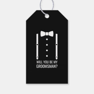 Black Tuxedo Suit Personalised Groomsman Proposal Gift Tags