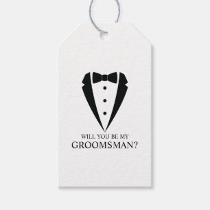 Black Tuxedo Suit Personalised Groomsman Proposal Gift Tags