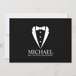 Black Tuxedo Suit Personalised Groomsman Proposal Invitation