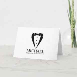 Black Tuxedo Suit Personalised Groomsman Proposal Invitation