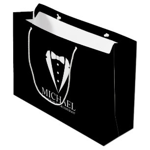 Black Tuxedo Suit Personalised Groomsman Proposal Large Gift Bag