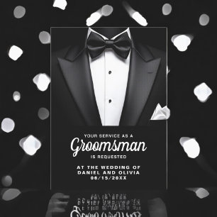 Black Tuxedo Tux Groomsman Request Invitation