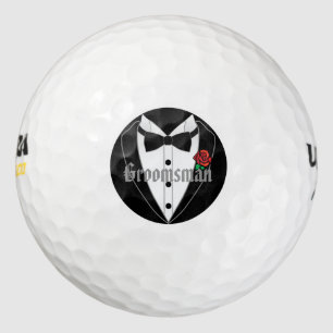 Black Tuxedo Wedding Favours Personalised Groomsma Golf Balls