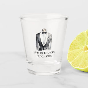 Black Tuxedo Wedding Party Groomsman Gift Shot Glass
