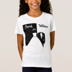 Black tuxedo white wedding dress t-shirt