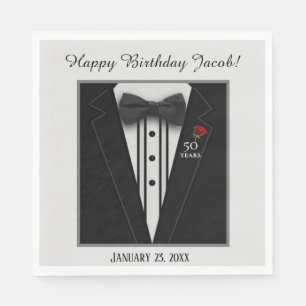 Black Tuxedo with Bow Tie Birthday Formal Napkin