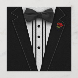 Black Tuxedo with Bow Tie Invitation