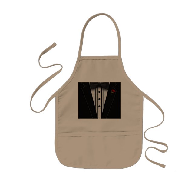 Black Tuxedo with Bow Tie Kids Apron (Front)