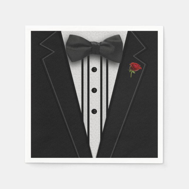 Black Tuxedo with Bow Tie Napkin (Front)