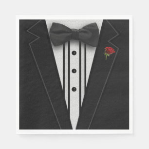 Black Tuxedo with Bow Tie Napkin