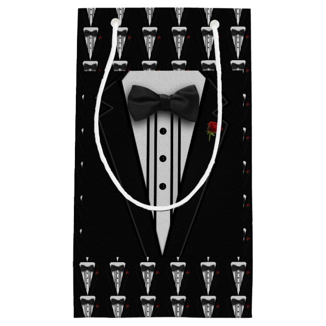 Black Tuxedo with Bow Tie Small Gift Bag (Front)