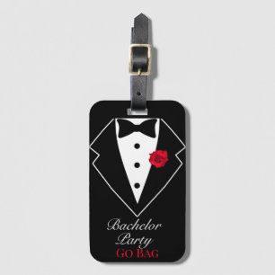 Black Tuxedo with Red Rose Bachelor Party Go Bag Luggage Tag