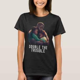 Black Twin Dad Fathers Day Double the trouble  Quo T-Shirt