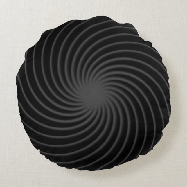 Black Twirl Round Cushion (Back)